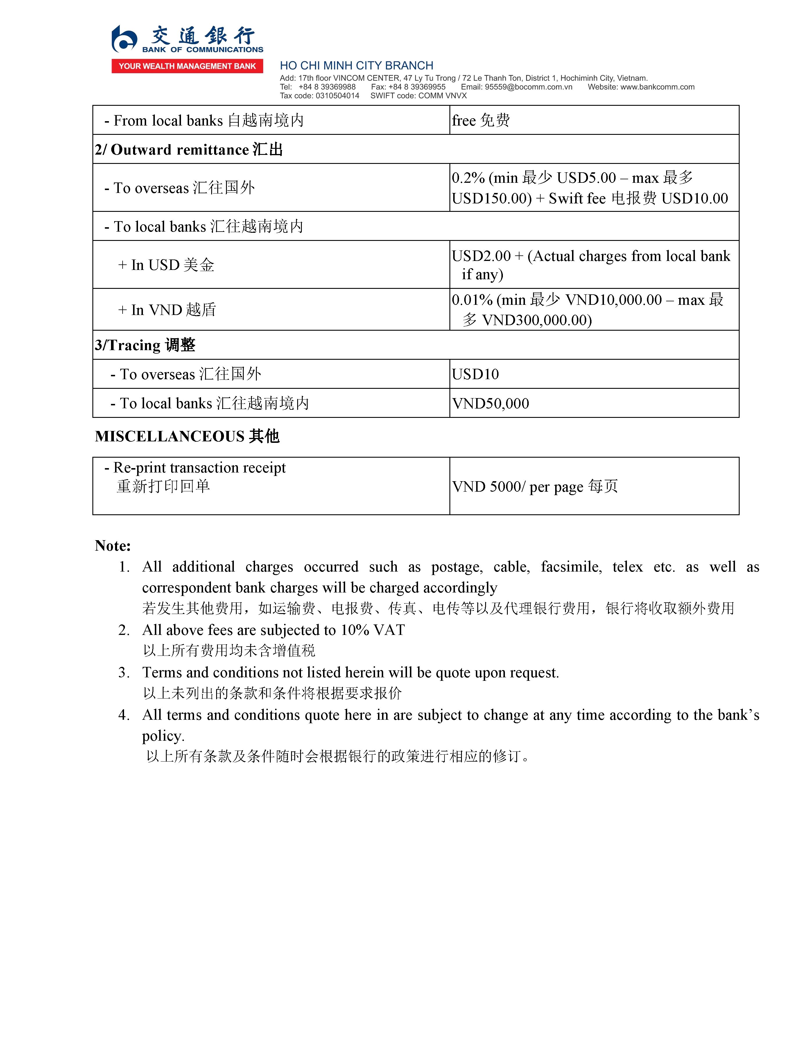 交通银行-胡志明市分行